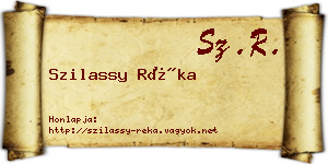 Szilassy Réka névjegykártya